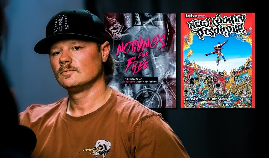 Montage of Kyle Strait in a black cap alongside Nothing's For Free and New World Disorder film posters against a dark background.