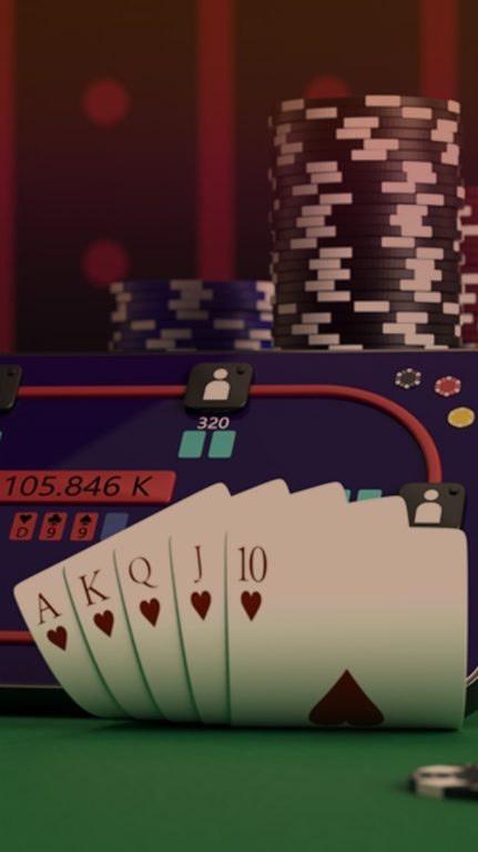 Poker cards, chips on a table